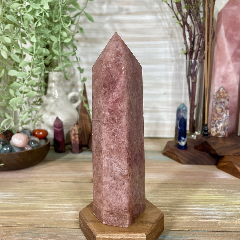 0469 Strawberry Quartz Crystal Tower - Large 7 Inches Tall